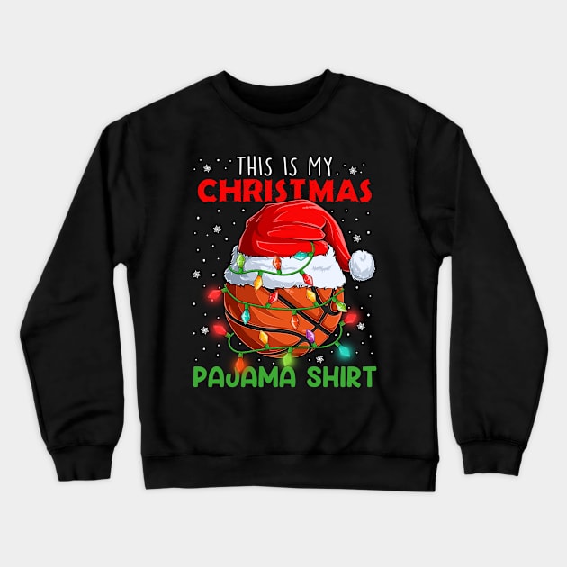 This is my Christmas Pajama Shirt Basketball ball Santa hat Crewneck Sweatshirt by petemphasis